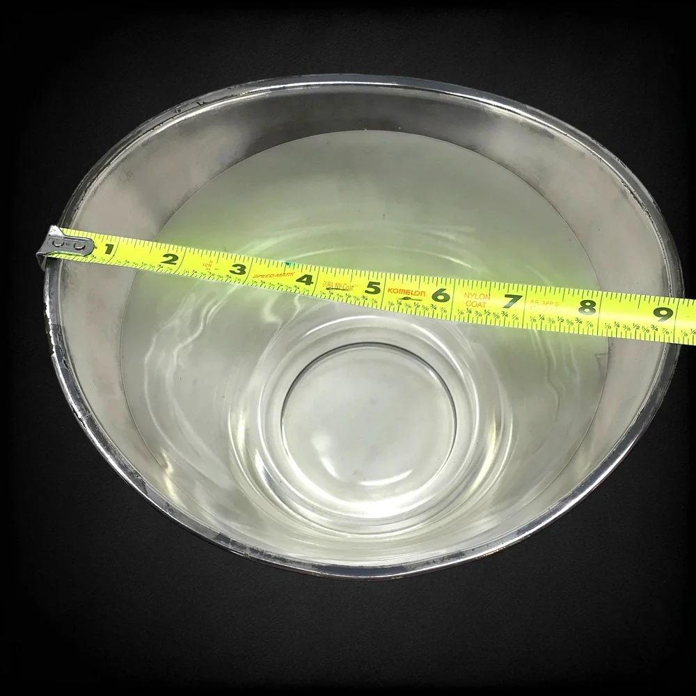 Vtg MCM Sculptural Art Glass Bowl Ice Bucket Silver Band Dorothy Thorpe Style